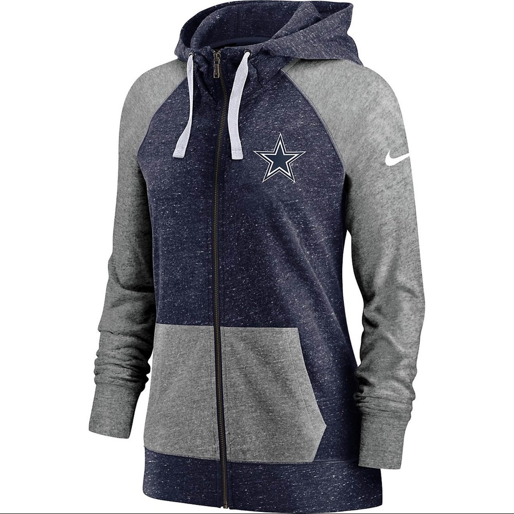 NWT Nike Vintage Dallas Cowboys NFL Womens Full Zip Gray Blue Hoodie